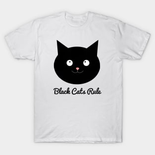 Black cats rule with cute black cats face T-Shirt